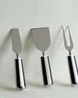 Stainless Steel Cheese Knives with Black & White Bone Inlay Handles - Set of 3