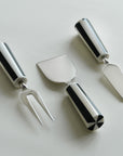 Stainless Steel Cheese Knives with Black & White Bone Inlay Handles - Set of 3