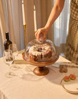 Shibui Brown Wooden Cake Stand with a Glass Cloche