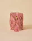 Embroidered Bumble Bee Pink Velvet Makeup Pouch