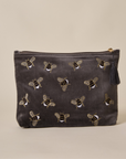 Embroidered Bumble Bee Grey Velvet Travel Pouch