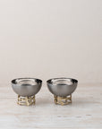 Totem Stainless Steel Snack Bowl with a Brass Base