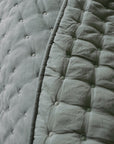 Pale Green Quilted Stitch Cotton Linen Bedspread
