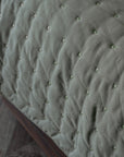 Pale Green Quilted Stitch Cotton Linen Bedspread