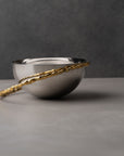 Rockman Stainless Steel Bowl with a Hammered Brass Accent