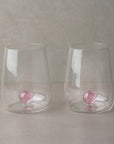 Handblown Encased Pink Orb Drinking Glasses - Set of 2