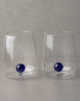 Handblown Encased Blue Orb Drinking Glasses - Set of 2