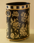 Peony Black Hand-Painted Metal Planter & Wastepaper Bin