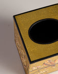 Sakura Gold Hand-Painted Square Metal Tissue Box Cover