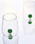 Handblown Encased Green Orb Drinking Glasses - Set of 2