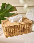 Wicker Wood Light Brown Rectangular Tissue Box Cover