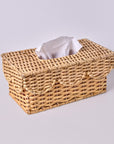 Wicker Wood Light Brown Rectangular Tissue Box Cover