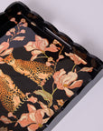 Leopards In Love Black Square Wooden Serving Tray