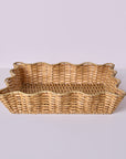 Wicker Wood Light Brown Rectangular Decor Tray
