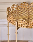 Wicker Wood Light Brown Round Side Table
