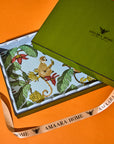 Monkeys In Mischief Blue Hand-Painted Rectangular Wooden Serving Tray