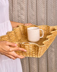 Wicker Wood Light Brown Rectangular Decor Tray
