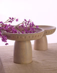 Moku Kake White Wooden Pedestal Bowl