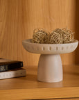 Moku Kake White Wooden Pedestal Bowl