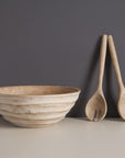 Umi Brown Wooden Salad Bowl with Matching Servers