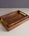 Kibashi Brown Rectangular Wooden Serving Trays - Set of 2