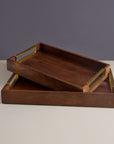 Kibashi Brown Rectangular Wooden Serving Trays - Set of 2