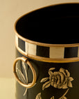 Peony Black Hand-Painted Metal Planter & Wastepaper Bin