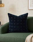 Indigo Quilted Stitch Velvet Cushion Cover