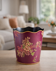 Rosa Maroon Hand-Painted Metal Planter & Wastepaper Bin