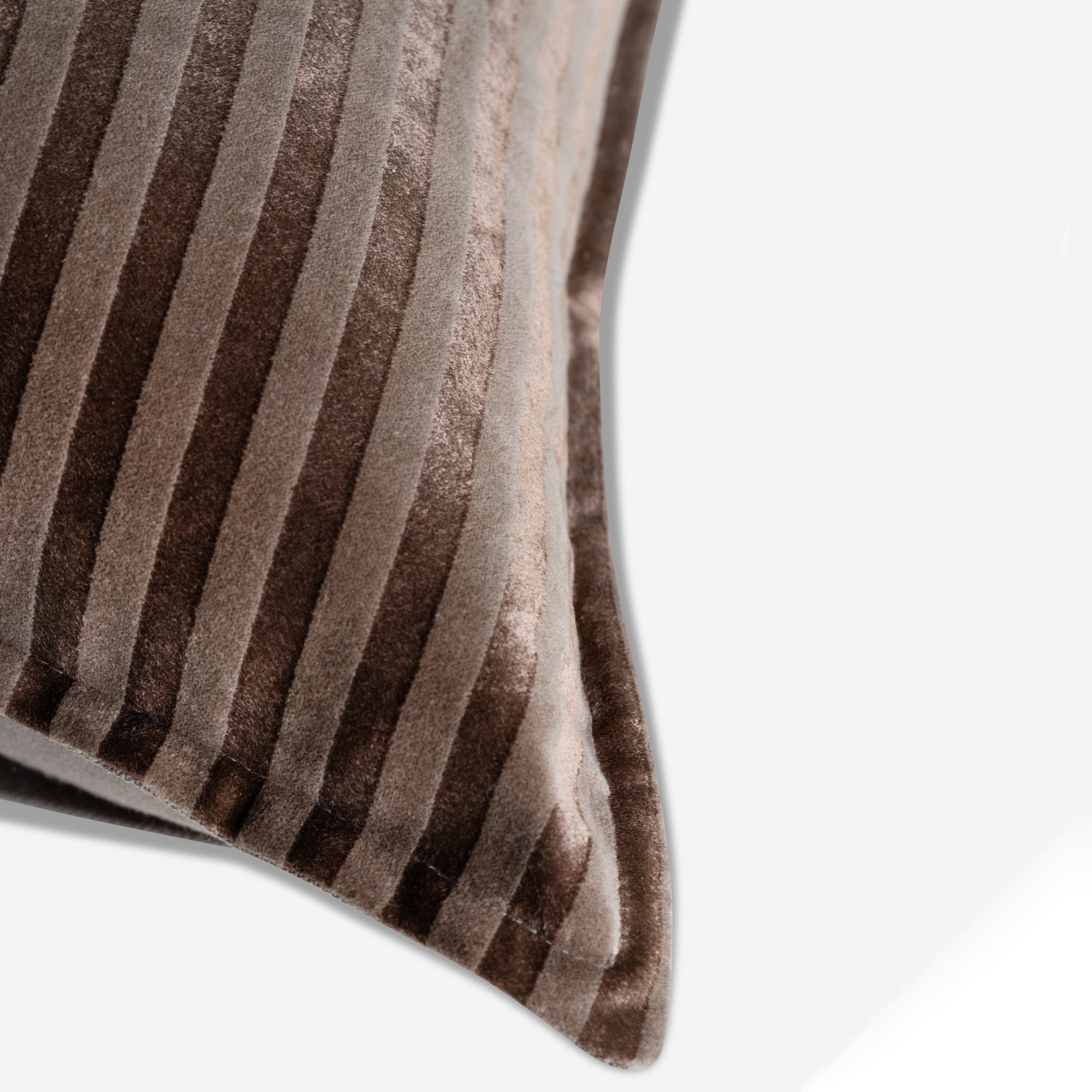 Striped Brown Velvet Cushion Cover
