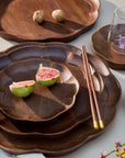 Sakura Brown Wooden Round Serving Trays - Set of 3