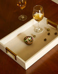 Kibashi White Rectangular Wooden Serving Trays - Set of 2
