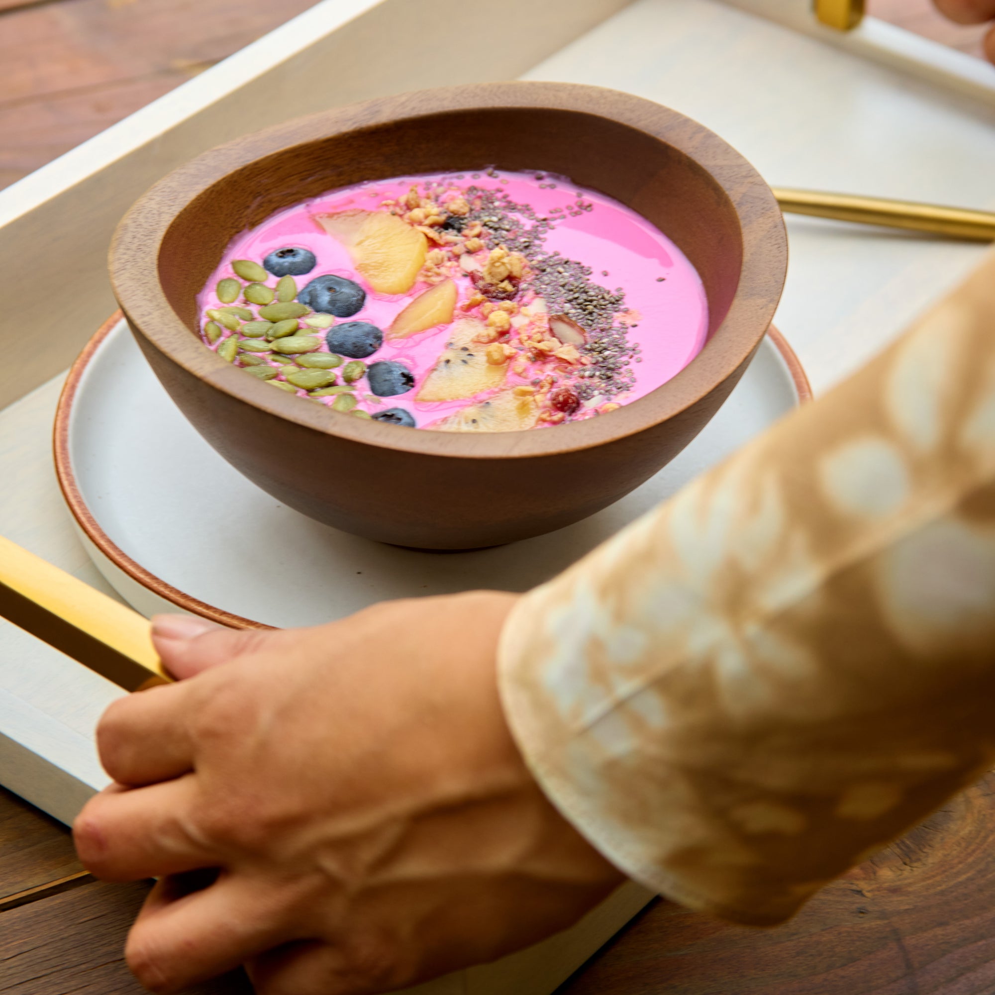 Nami Brown Wooden Acai Bowls - Set of 2
