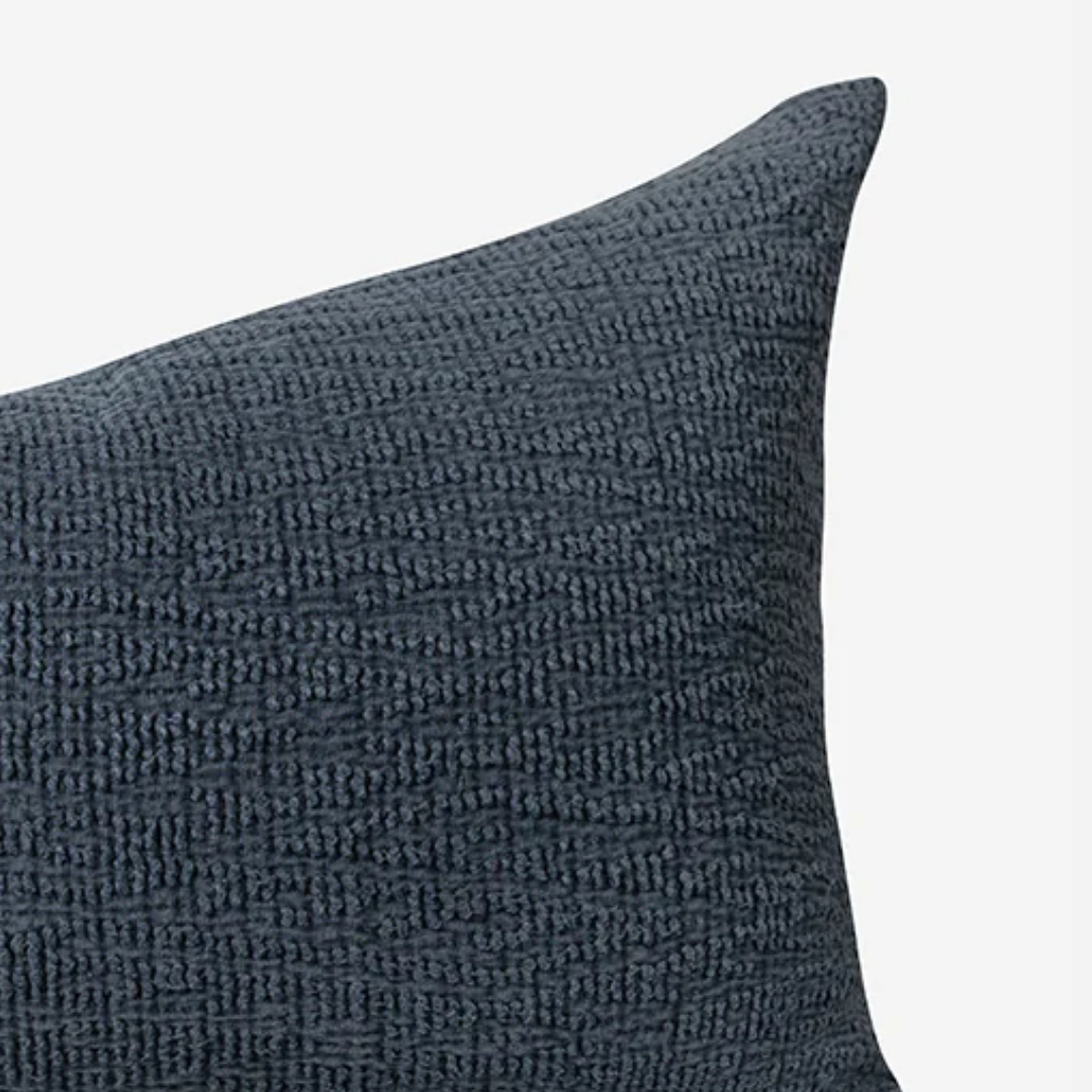 Textured Indigo Cotton Cushion Cover