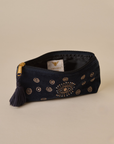 Embroidered Evil Eye Navy Blue Velvet Pencil Pouch