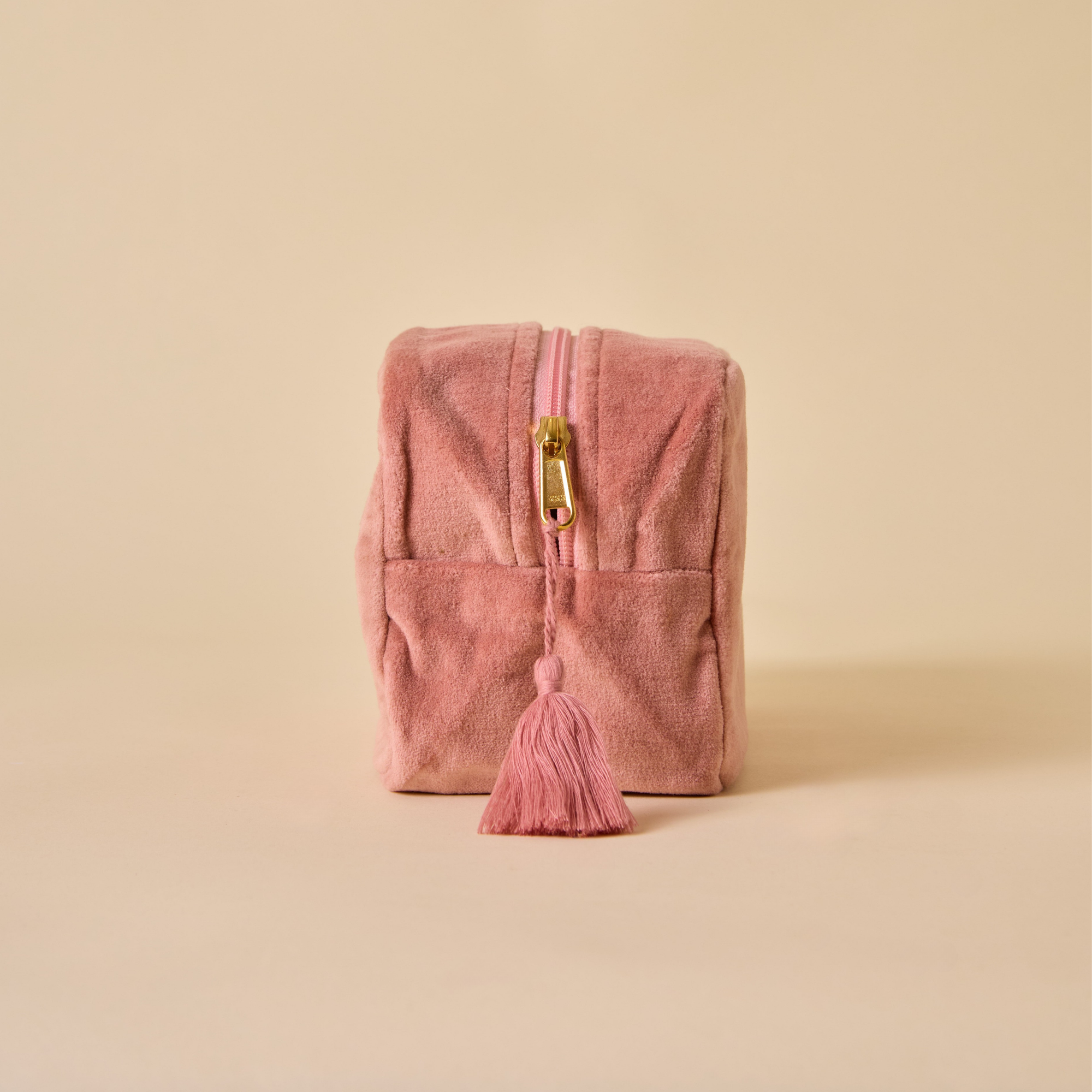 Embroidered Bumble Bee Pink Velvet Makeup Pouch