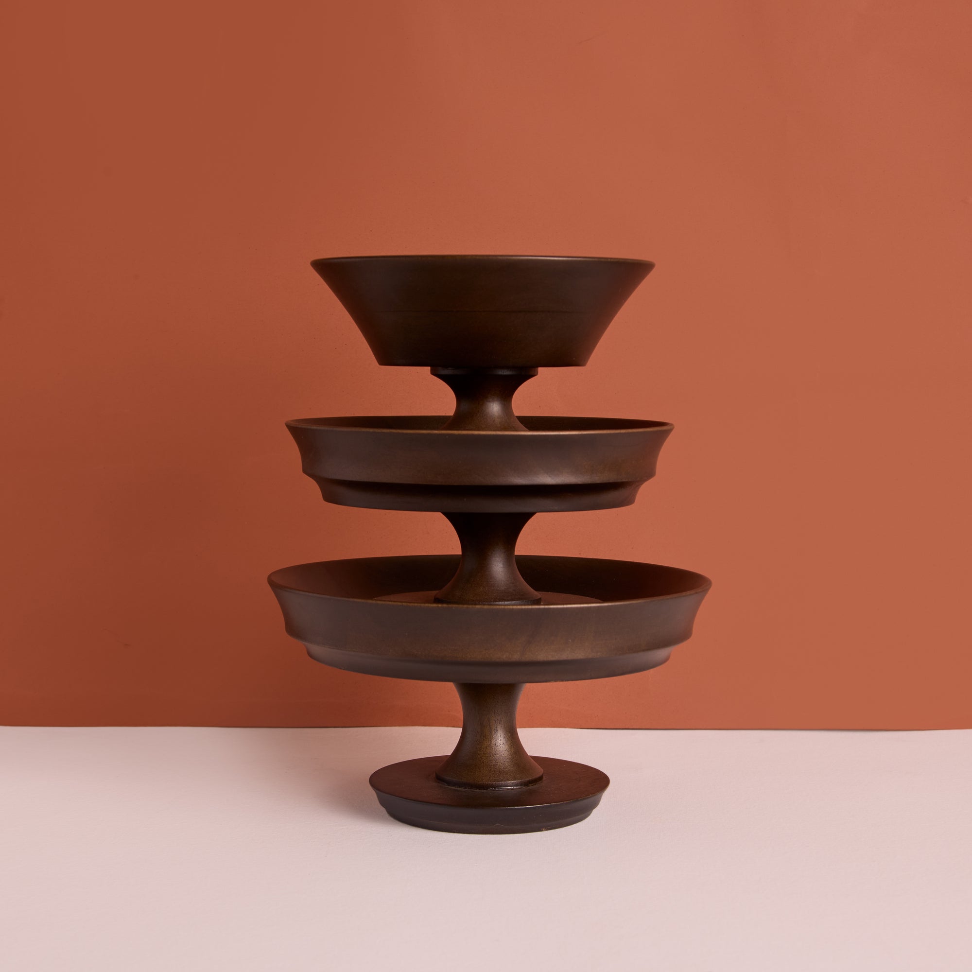 Kaze Brown Wooden Pedestal Bowl