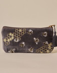 Embroidered Bumble Bee Grey Velvet Utility Pouches - Set of 3