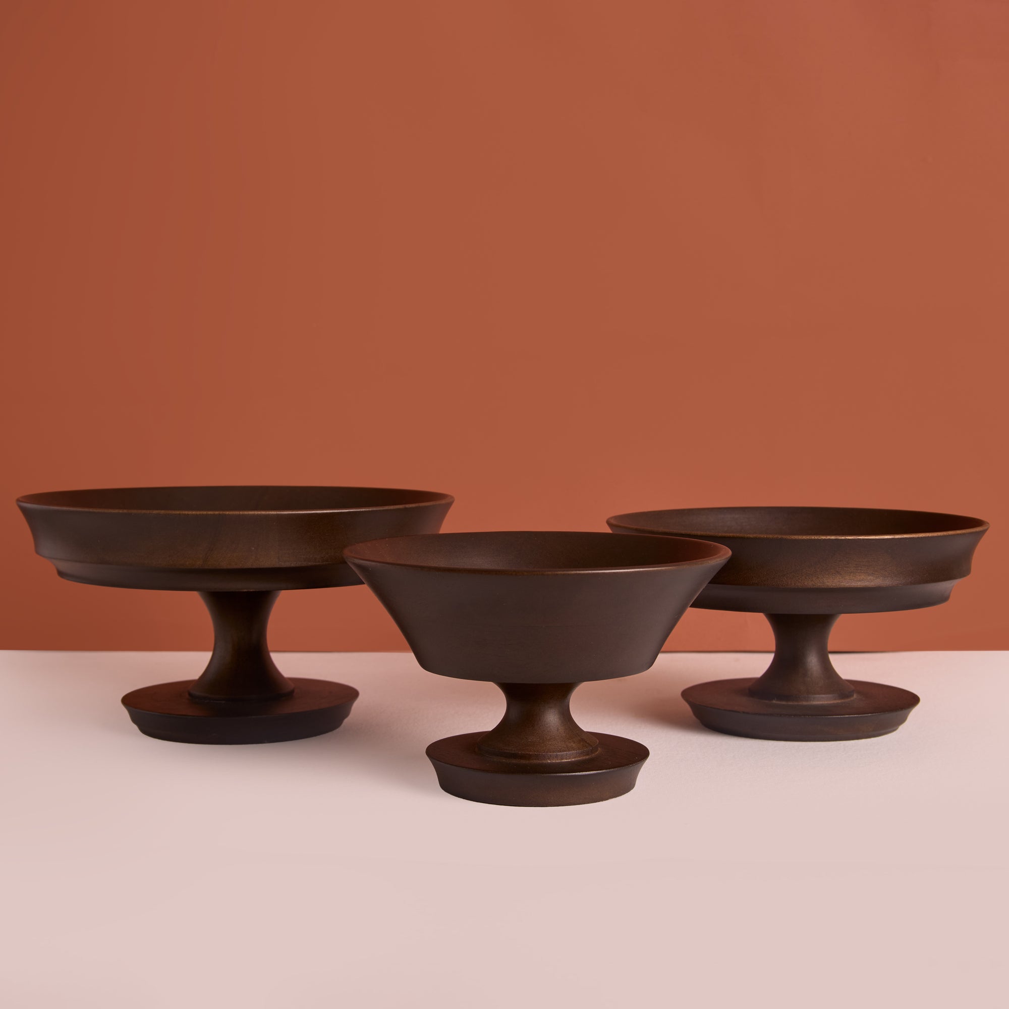 Kaze Brown Wooden Pedestal Bowl