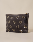 Embroidered Bumble Bee Grey Velvet Travel Pouch
