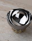 Totem Stainless Steel Snack Bowl with a Brass Base