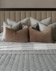 Pale Green Quilted Stitch Cotton Linen Bedspread