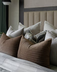 Pale Green Quilted Stitch Cotton Linen Bedspread Set