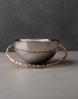 Rockman Stainless Steel Bowl with a Hammered Brass Accent