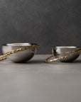 Rockman Stainless Steel Bowl with a Hammered Brass Accent