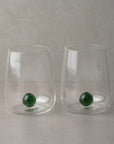 Handblown Encased Green Orb Drinking Glasses - Set of 2