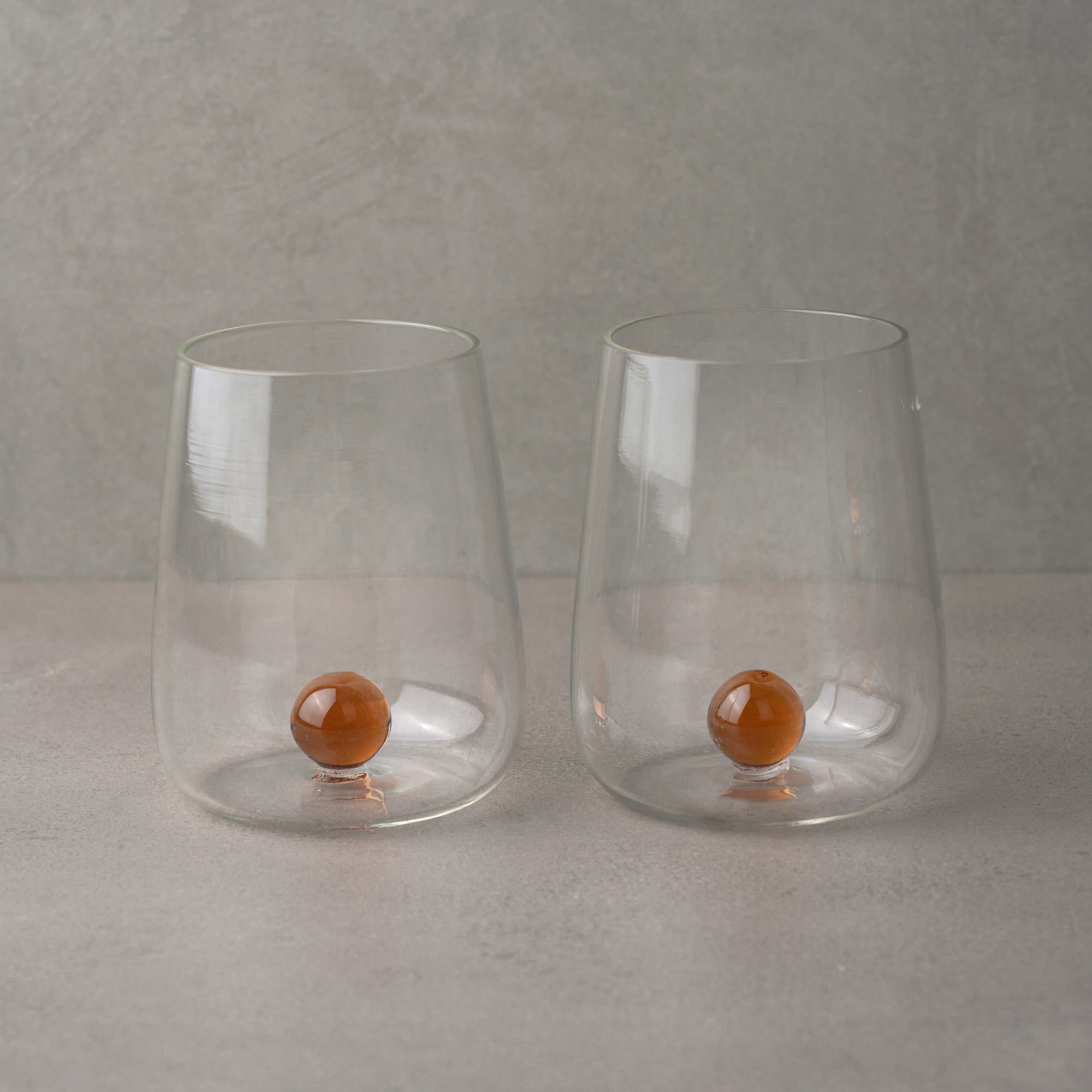 Handblown Encased Brown Orb Drinking Glasses - Set of 2
