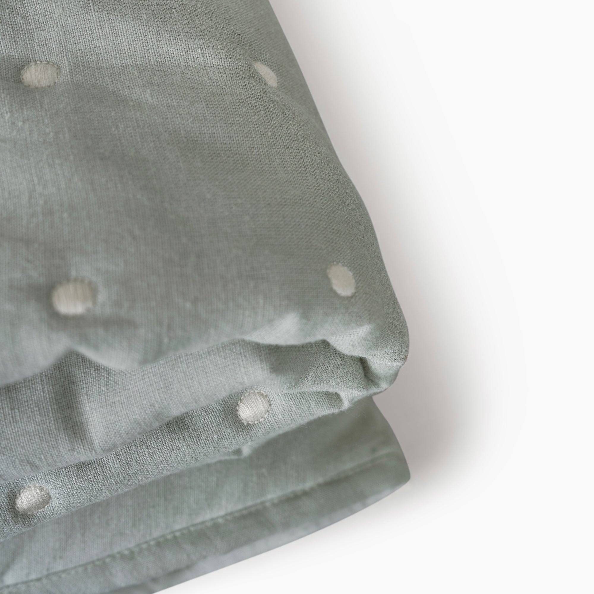Pale Green Quilted Stitch Cotton Linen Bedspread
