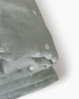 Pale Green Quilted Stitch Cotton Linen Bedspread