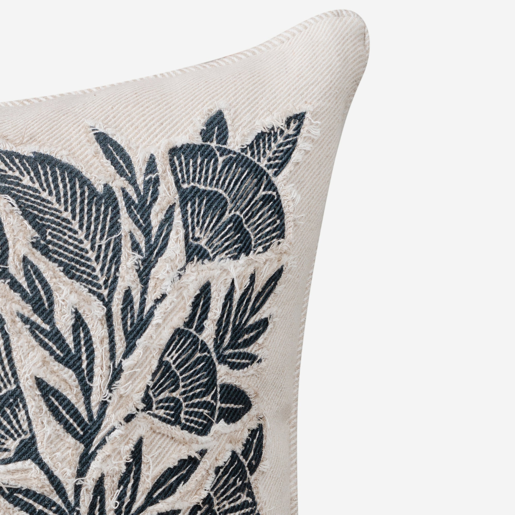 Botanical Floral Print Beige Cotton Cushion Cover